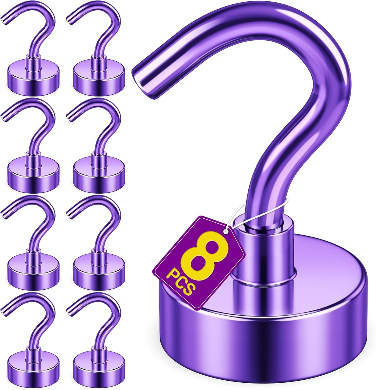 8 Pack Magnetic Hooks Cruise Cabins 30 LB Neodymium Magnets W/ Hooks Heavy Duty