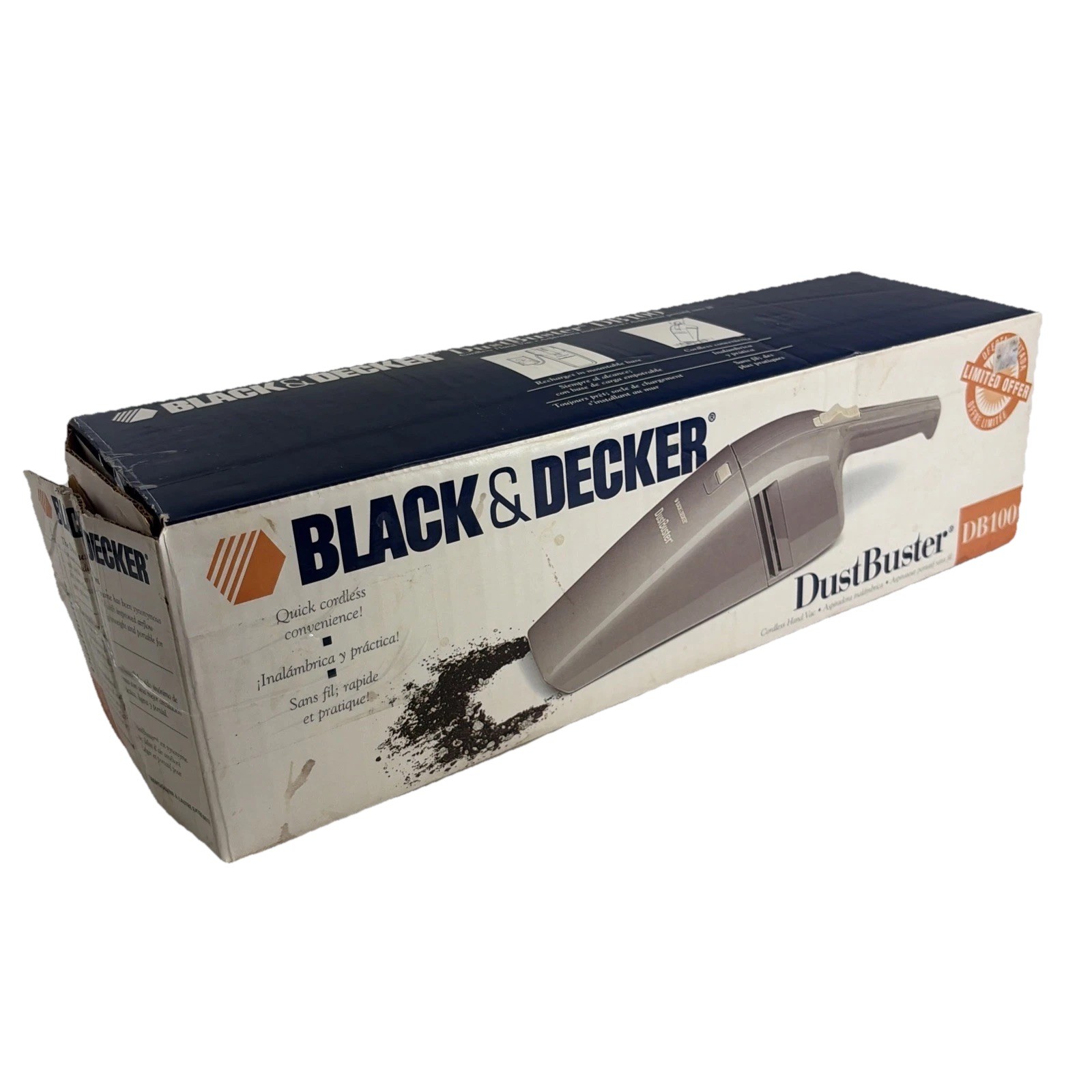 Black & Decker Dustbuster Cordless Hand Vac DB100 M 90’s 100% Working Open Box
