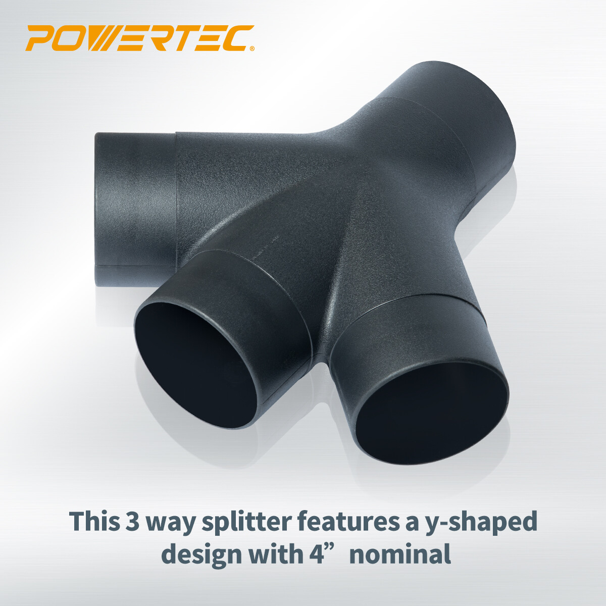 POWERTEC 3-Way Dust Collection Fitting – Y Shaped for 4 inch Hose & Cuff (70275)