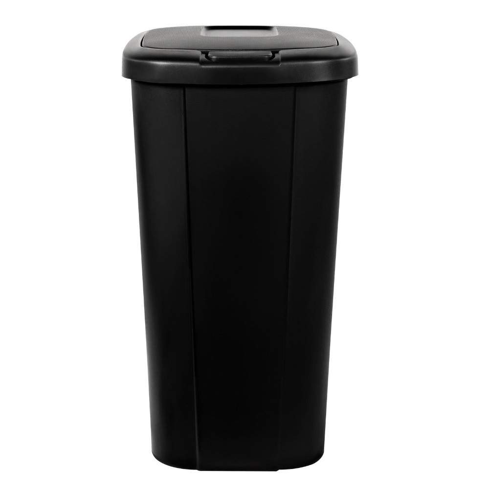 13gal Touch Top Trash Can, Kitchen Garbage Bin with Lid, Black