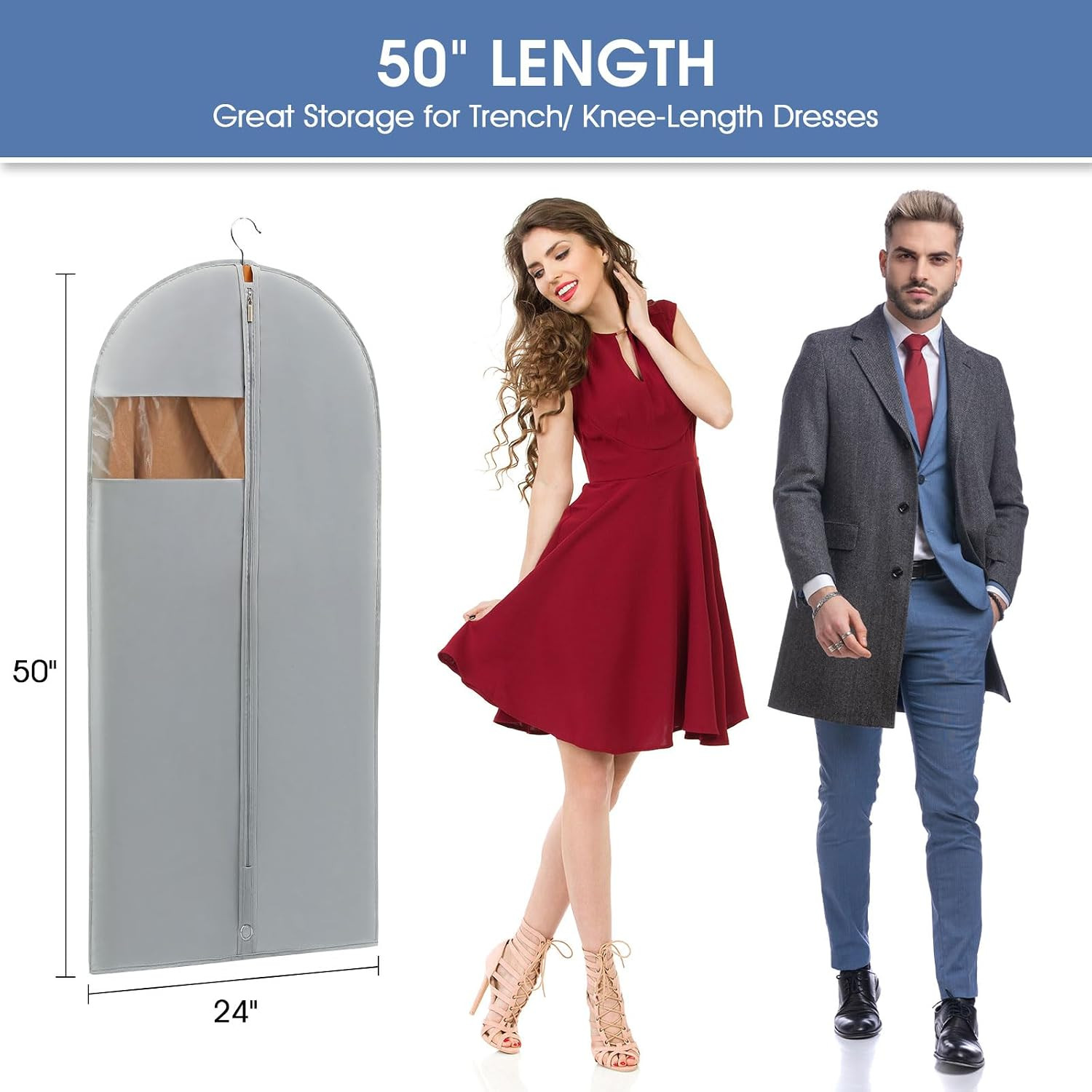 50″ Garment Bag, Mens Suit Bags for Closet Storage and Travel, Garment Bags