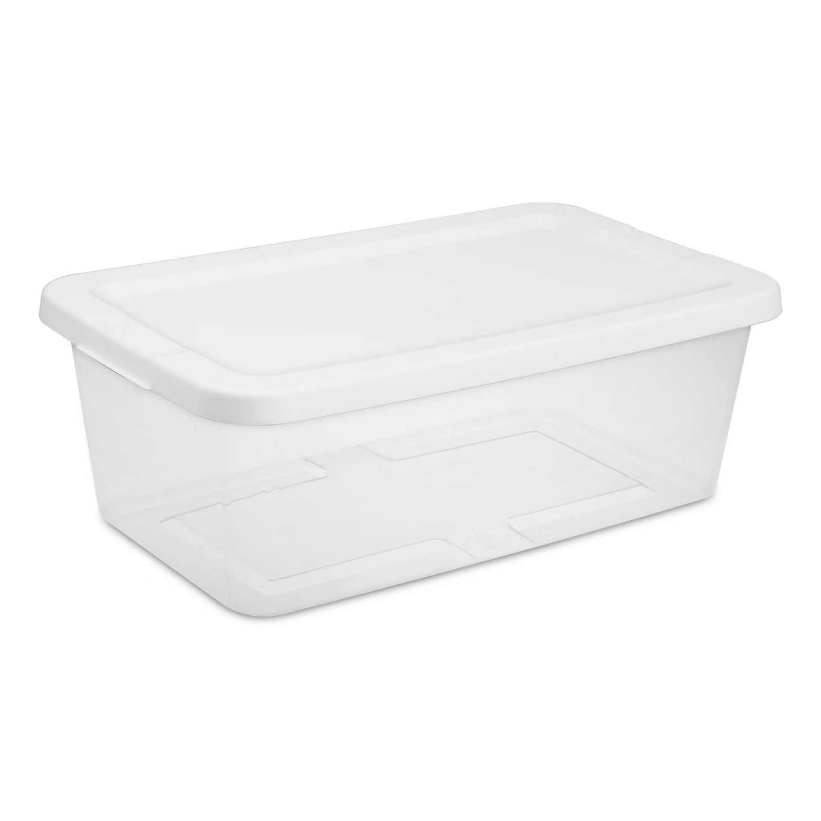 Sterilite 6 Qt Clear Storage Bin, Snap-on White Lid, 20-Pack, Stackable Plastic