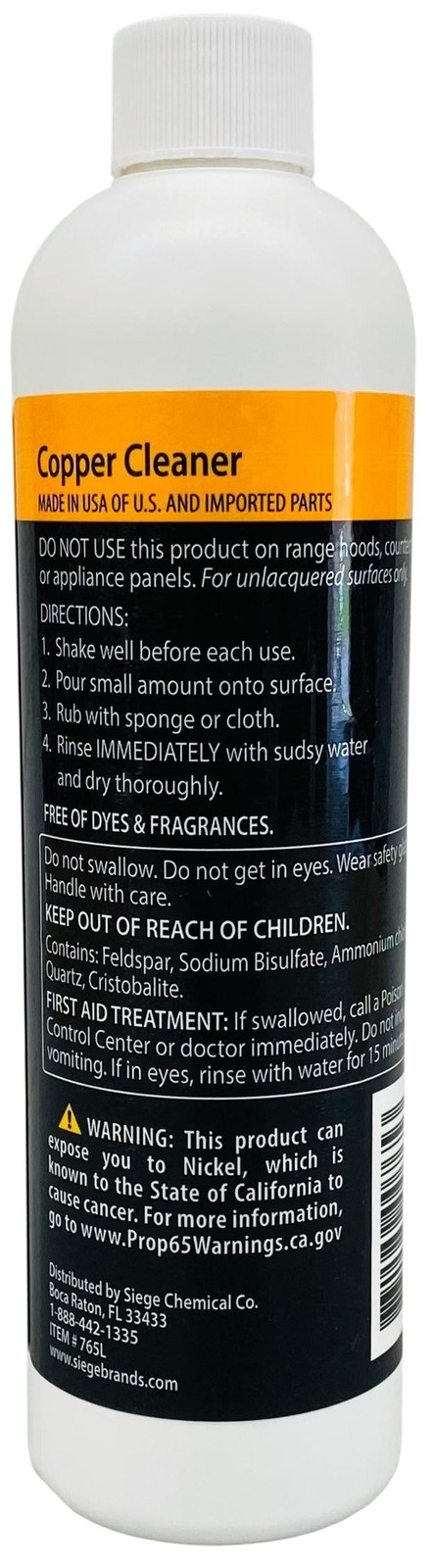 Siege Copper Polish, 12 oz, Earth Friendly, Made in USA, 765L