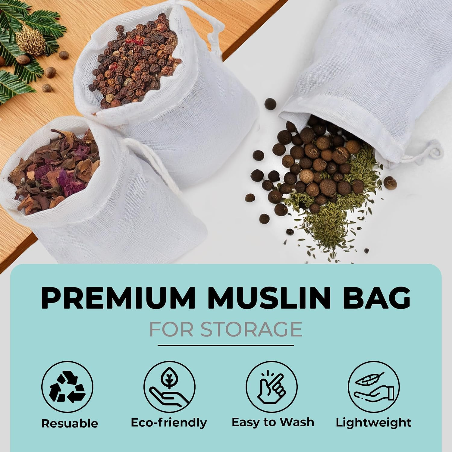 50 Pcs 3 X 4 Inches Small Muslin Bags with Drawstring Cotton Drawstring Sachet B