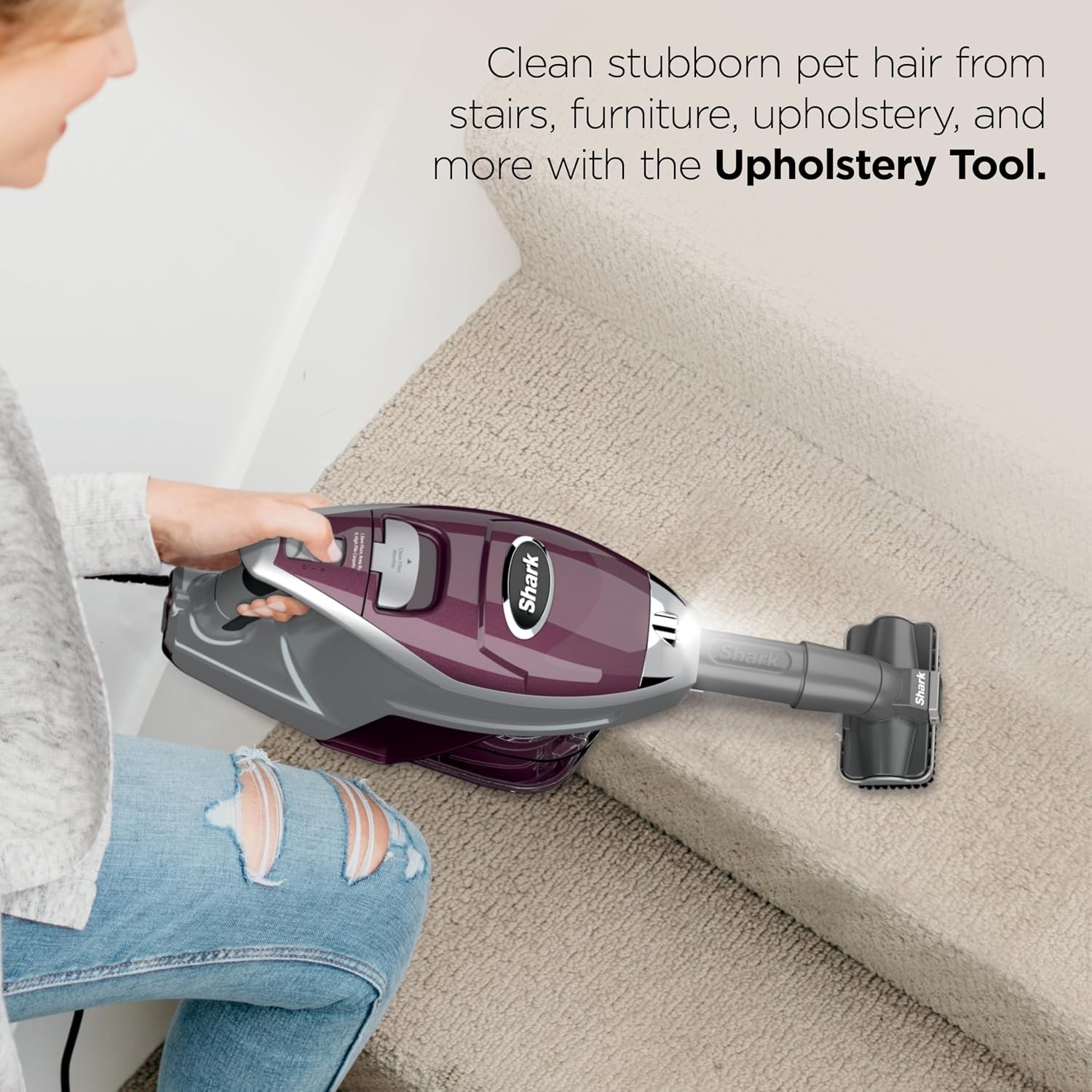 Corded Lightweight Stick Vacuum for Hard Floors & Carpets, Pet Hair Cleaner