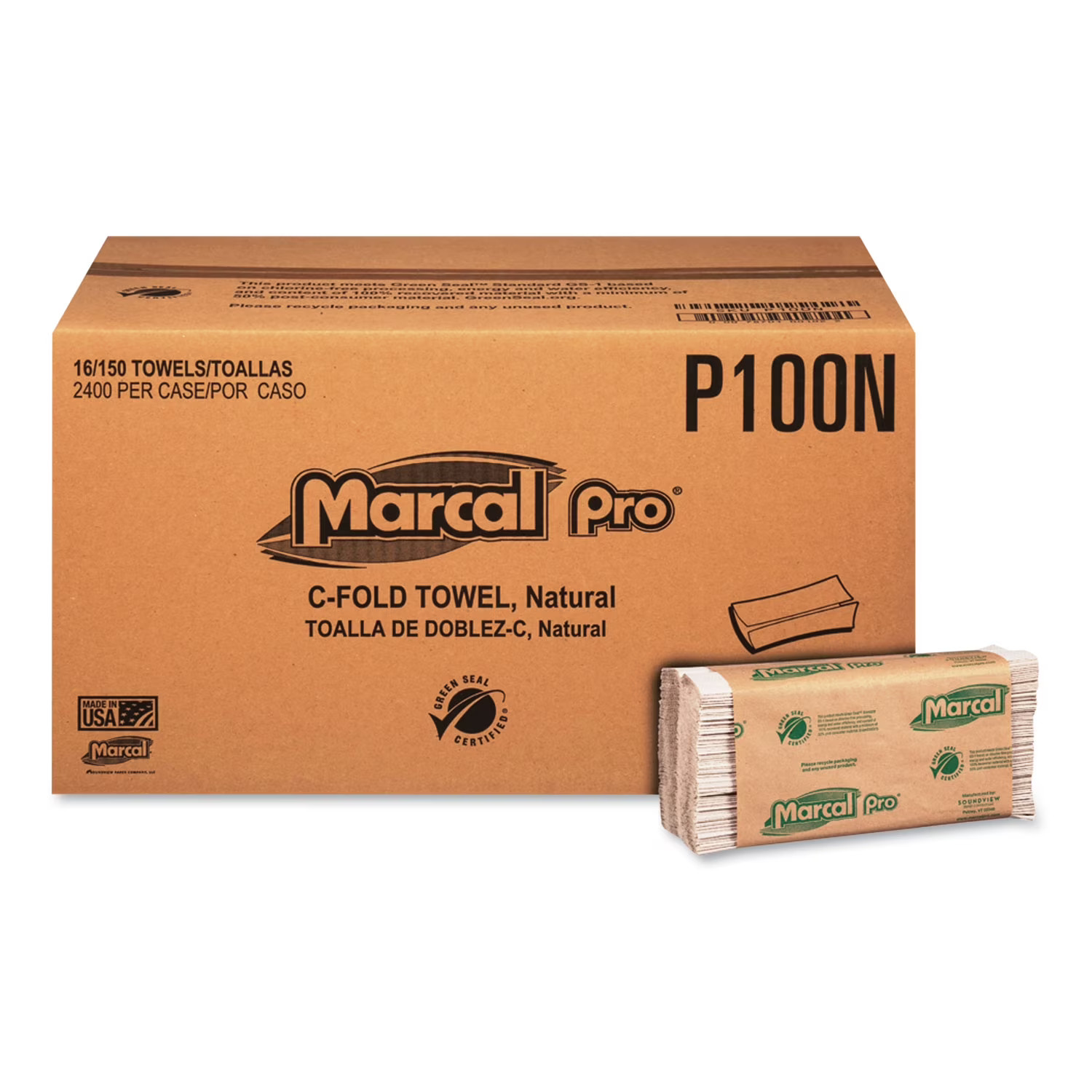 Folded Paper Towels, 1-Ply, 10.125″ X 12.875 “, 150/Pack, 16 Packs/Ct