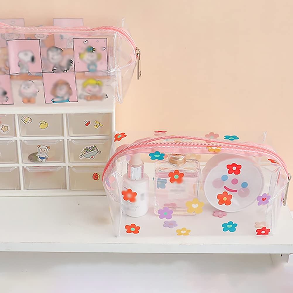 UUYYEO Clear Flower Makeup Bags Transparent Floral 18 x 10 x 10 cm, Colorful