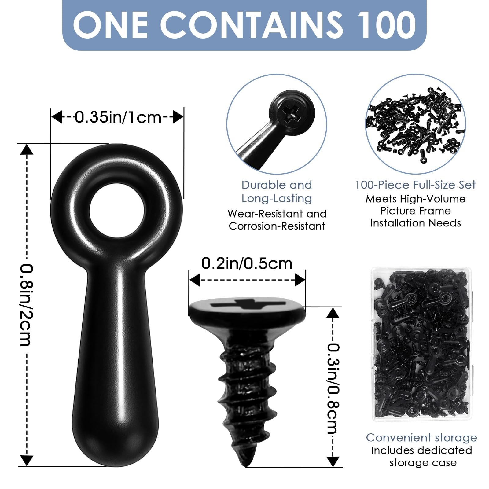 100PCS Picture Frame Turn Button Fasteners Screws Clips Hardware Set