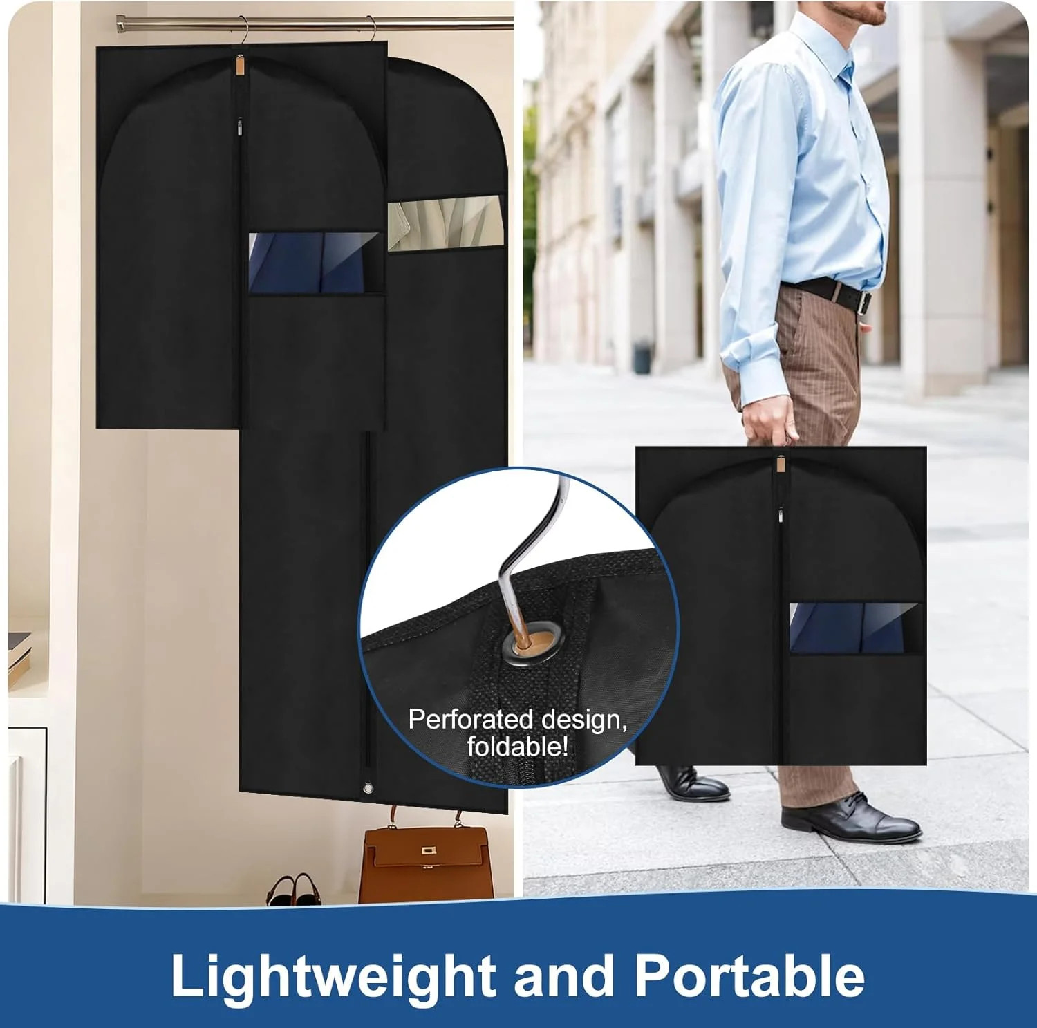 Dress Bags for Gowns,60″ Long Dress Garment Bag, Garment Bags for Hanging Clothe