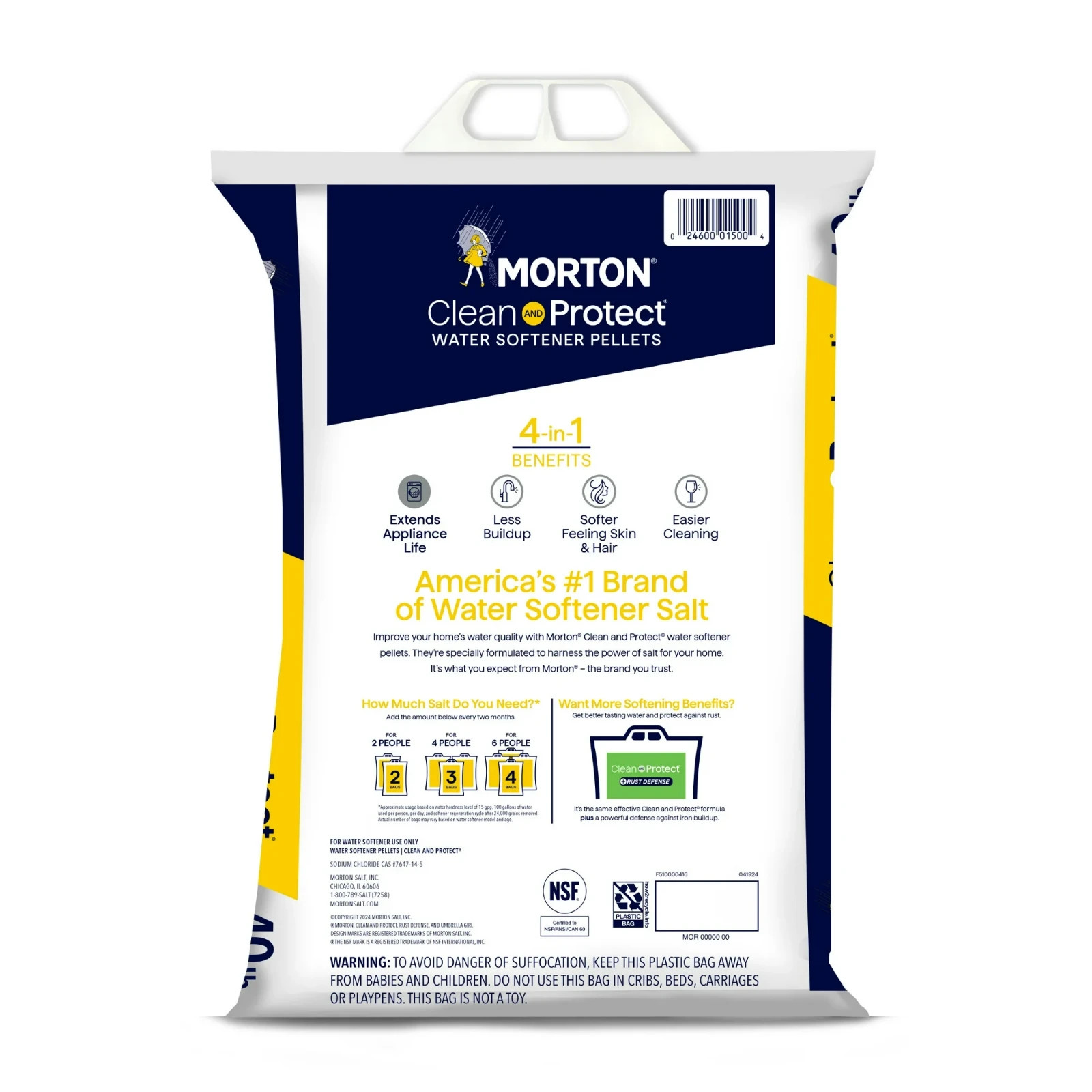 (6 pack) Morton® Clean and Protect Water Softener Salt Pellets, 40 lb Bag