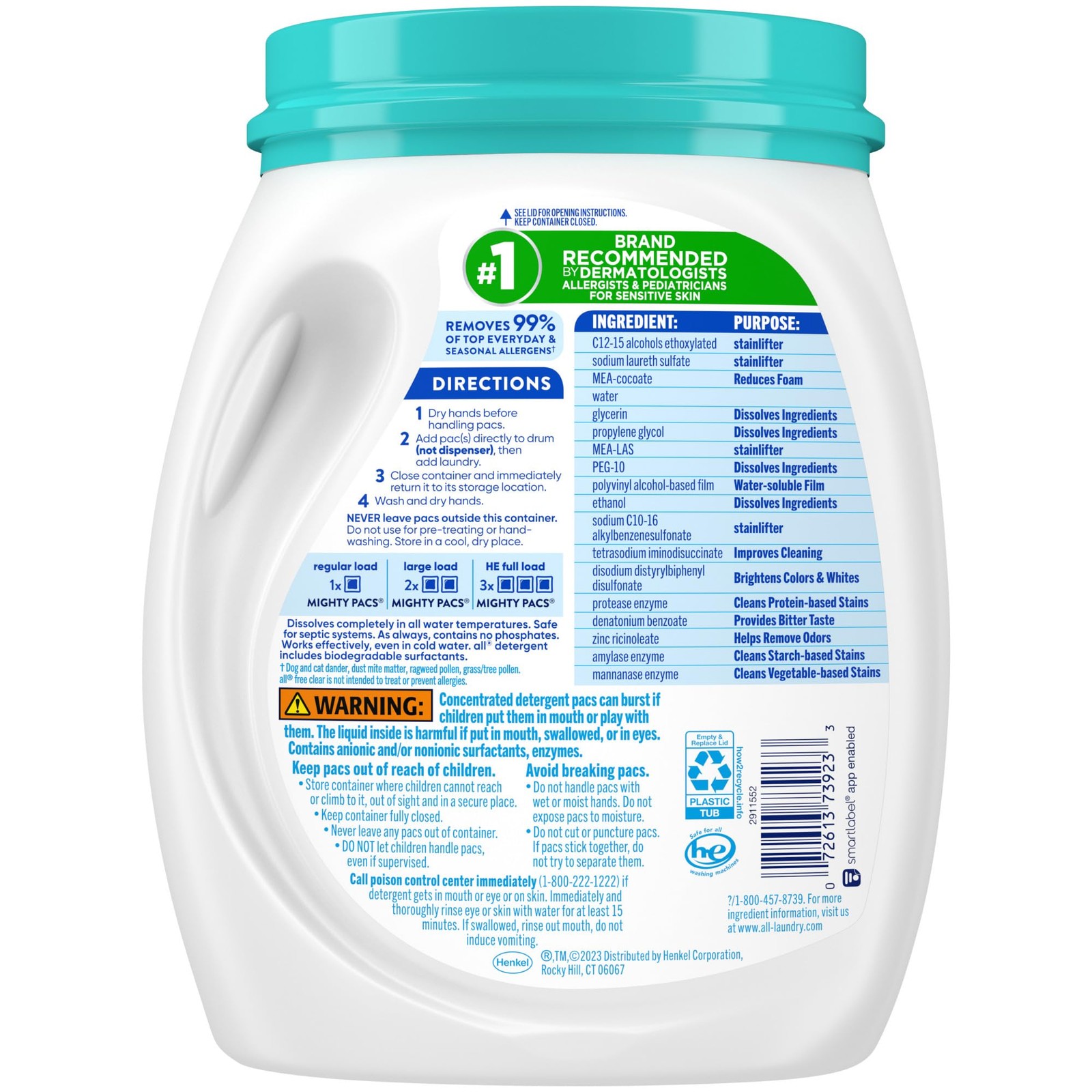 all Laundry Detergent MIGHTY Pacs for Sensitive Skin, 56 Count (Pack of 1)