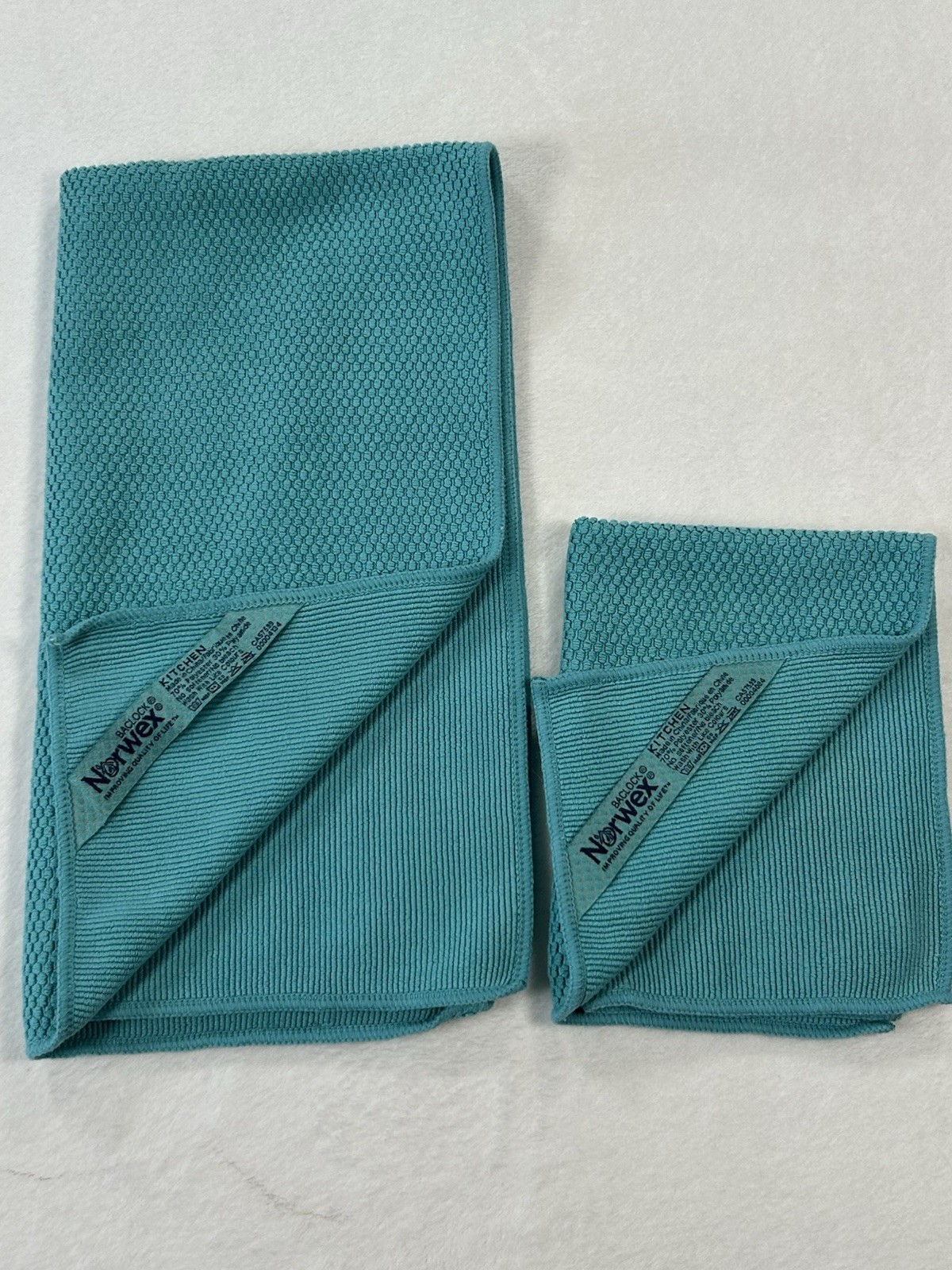 Norwex Microfiber Diamond Textured Kitchen Towel & Cloth Set Turquoise Teal