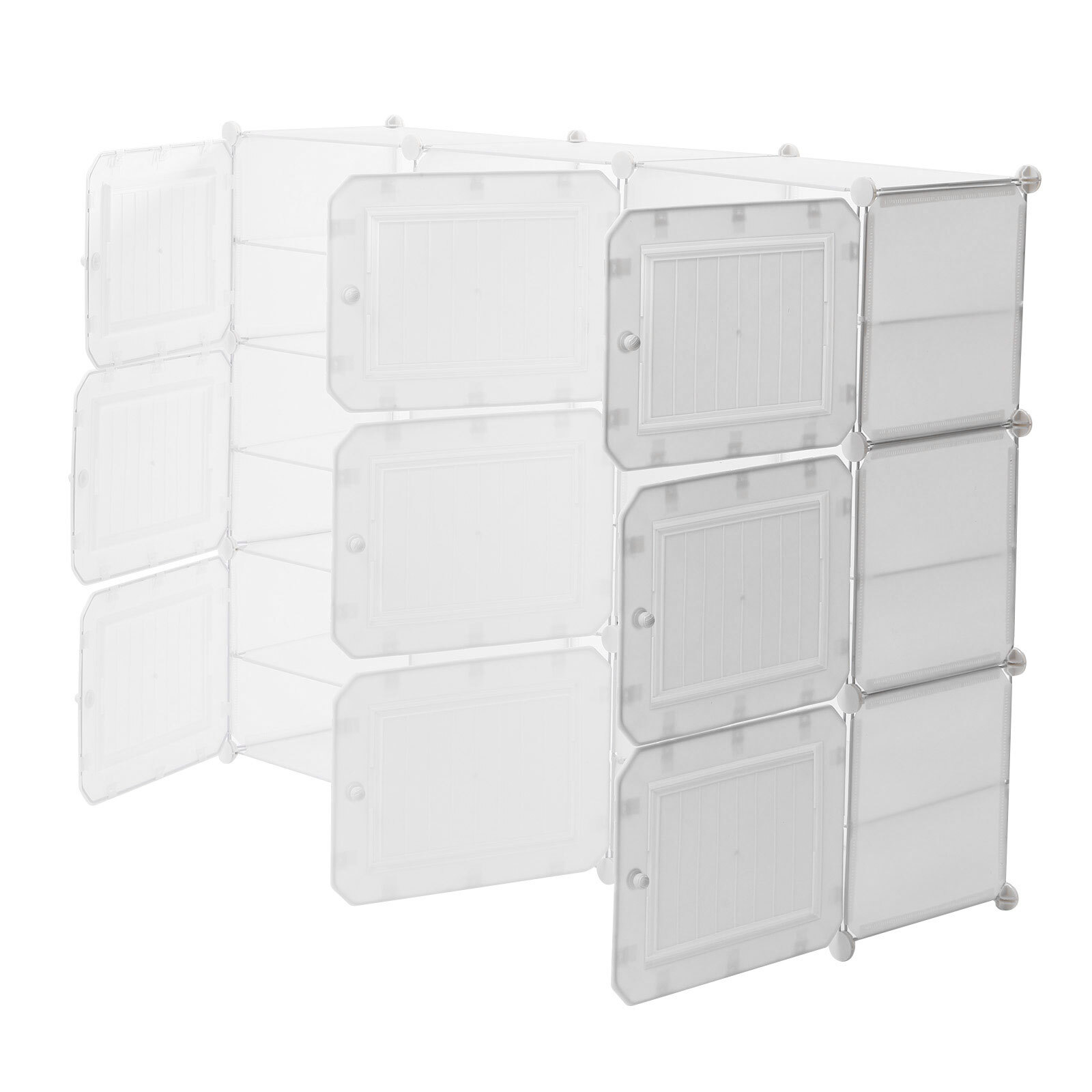 6-Tier Shelf Stackable Storage Organizer Shoe Rack Clear Door Unit Cube Cabinet