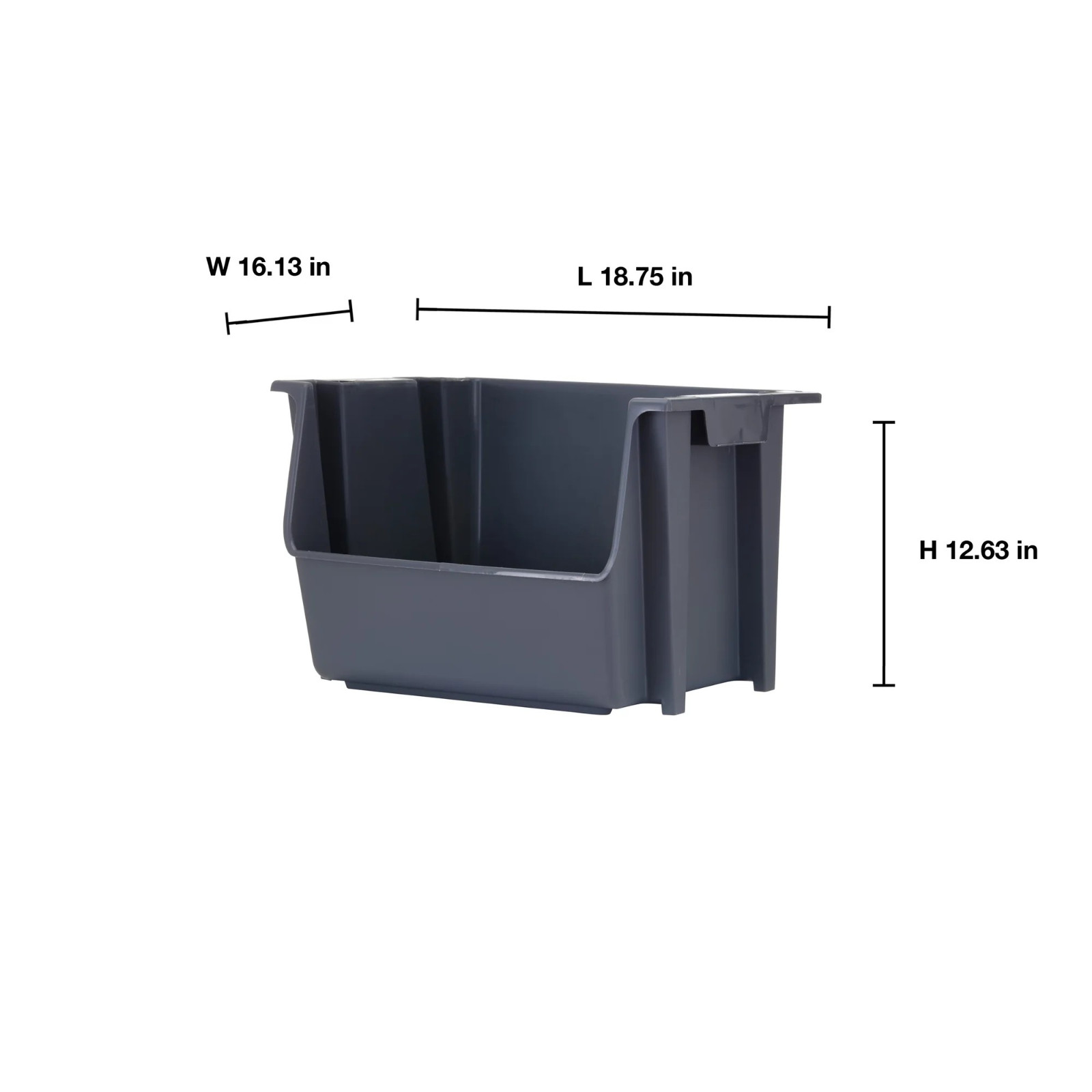 Mighty Tuff Garage Stacking Storage Bin, Plastic, Gray