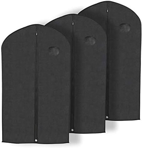 Pack of 3, 41 Inches Black Hanging Breathable Suit Garment Bags for Mens Clos…