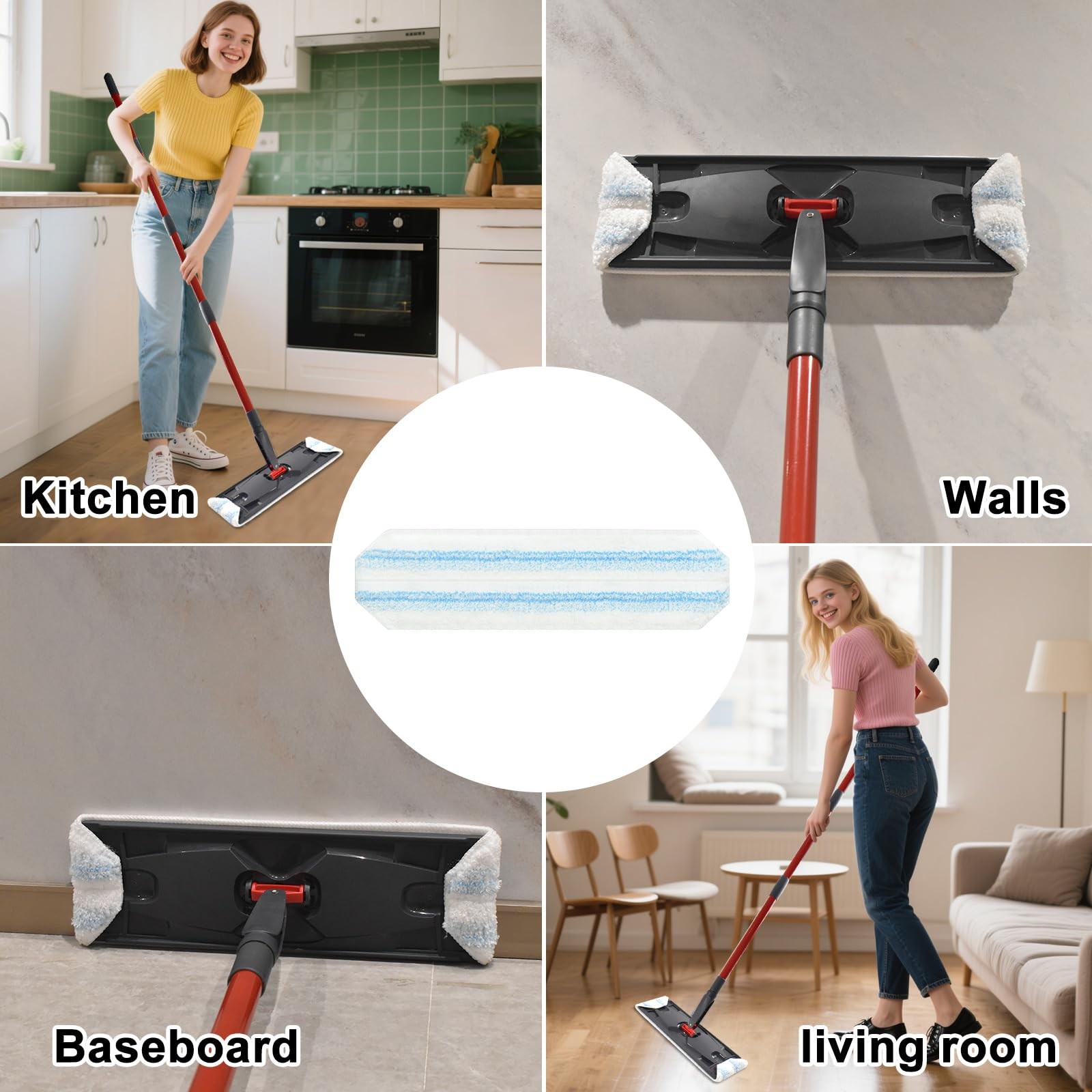 Mop Pads Replacements Compatible with O Cedar H2prO Flat Mop System Microfibe…