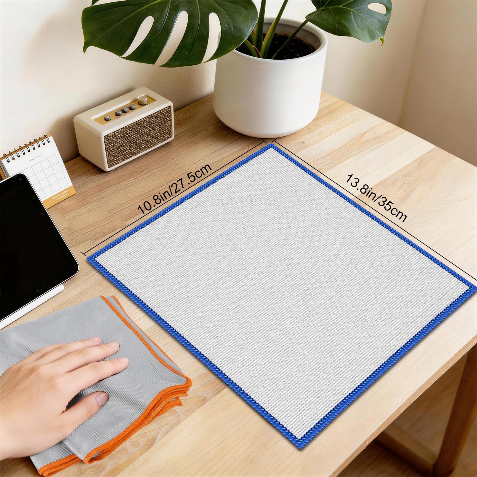 Puomue 12 Pack Microfiber Glass Cleaning 13.8” X 10.8″, Sliver-multicolor