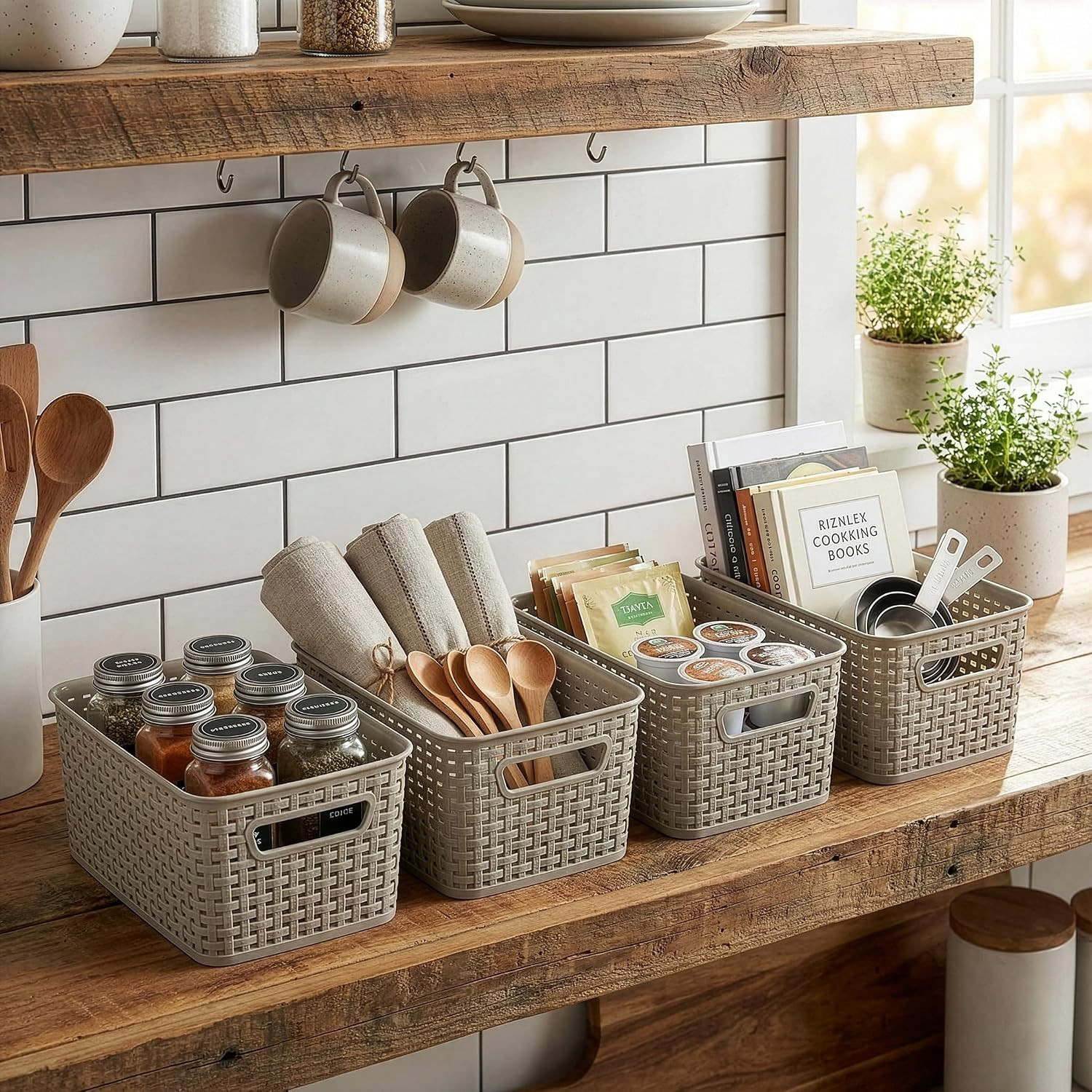 | Plastic Storage Baskets, 5.5 Liter – 3 Pack, Natural Grey | the WOVEN COLLECTI