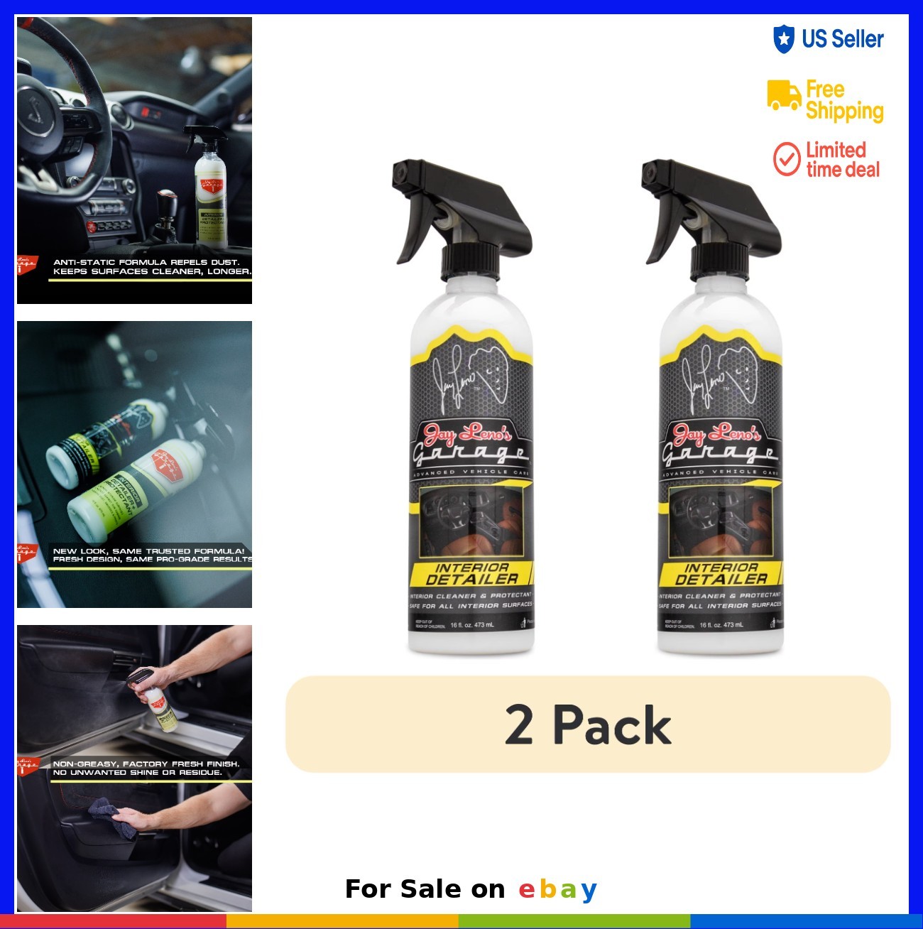 Interior Detailer 2 Pack 16 Oz Car Truck Cleaner Leather Vinyl Plastic UV