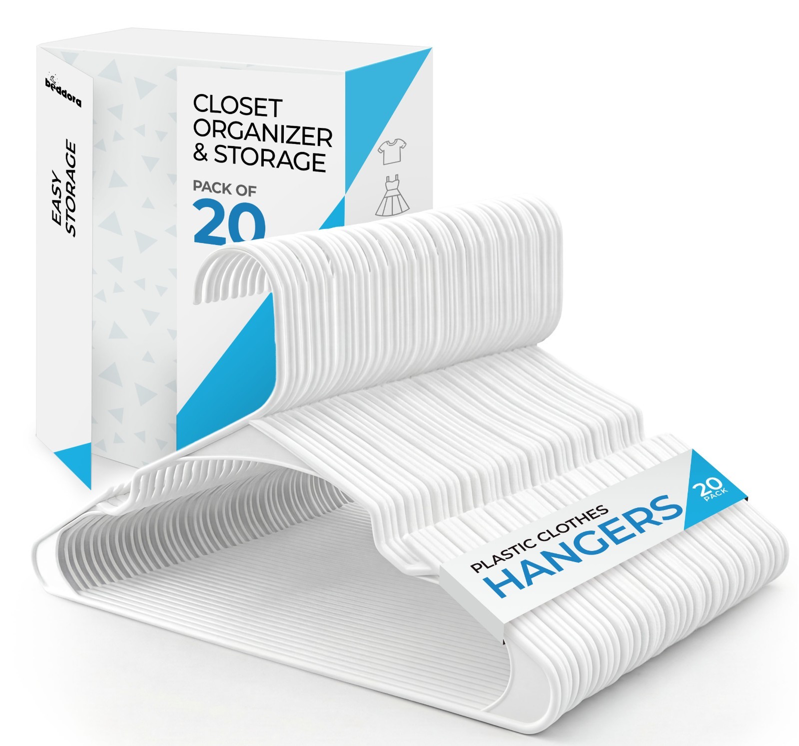 Heavy-Duty Non-Slip Plastic Clothes Hangers – 20/50 Pack, White & Black