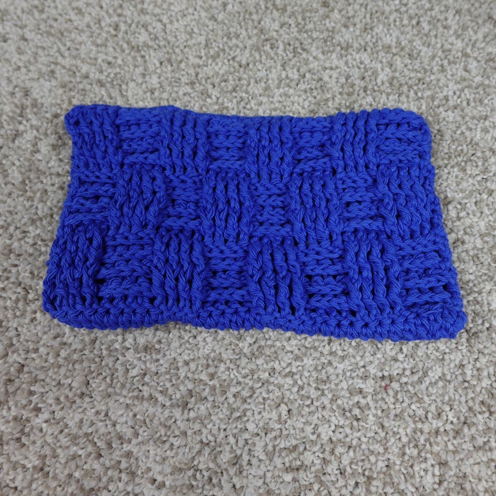 Handmade Crochet Reusable Mop Cover Royal Blue Basketweave Washable Pad