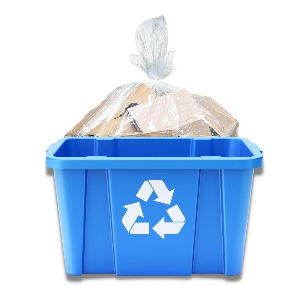 Plasticplace 18 Gallon Recycling Bags, 1.2 Mil, Clear, case of 200 bags
