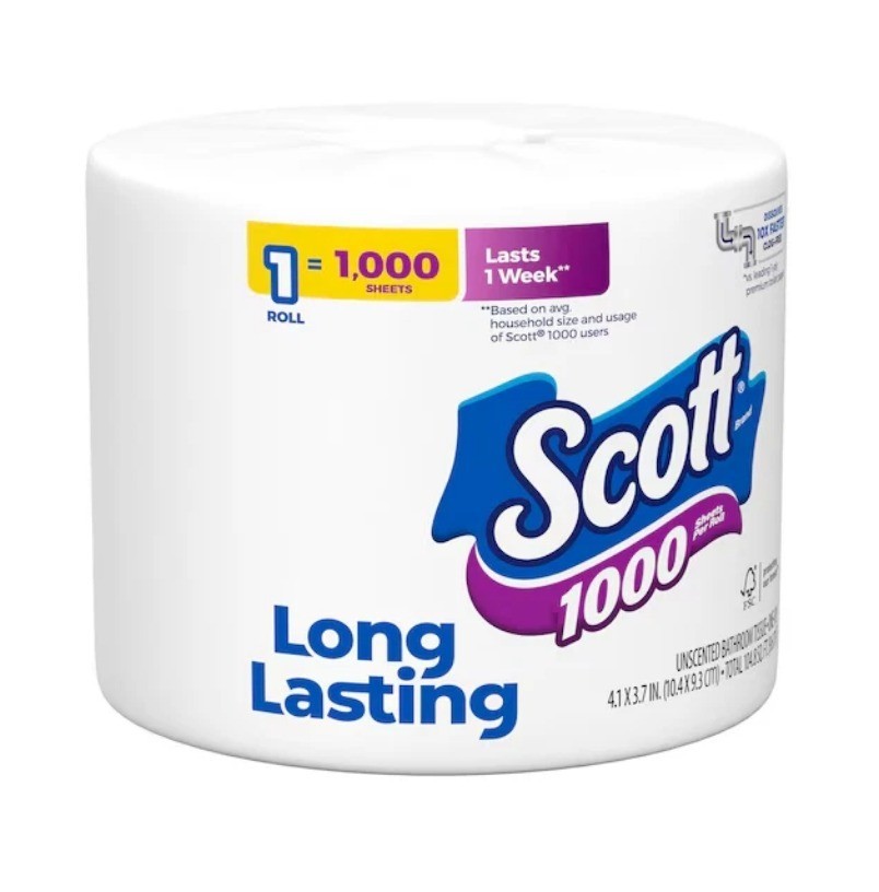 Scott 1000 1-Ply Toilet Paper 1 Roll Strong & Soft Bath Tissue Long Lasting