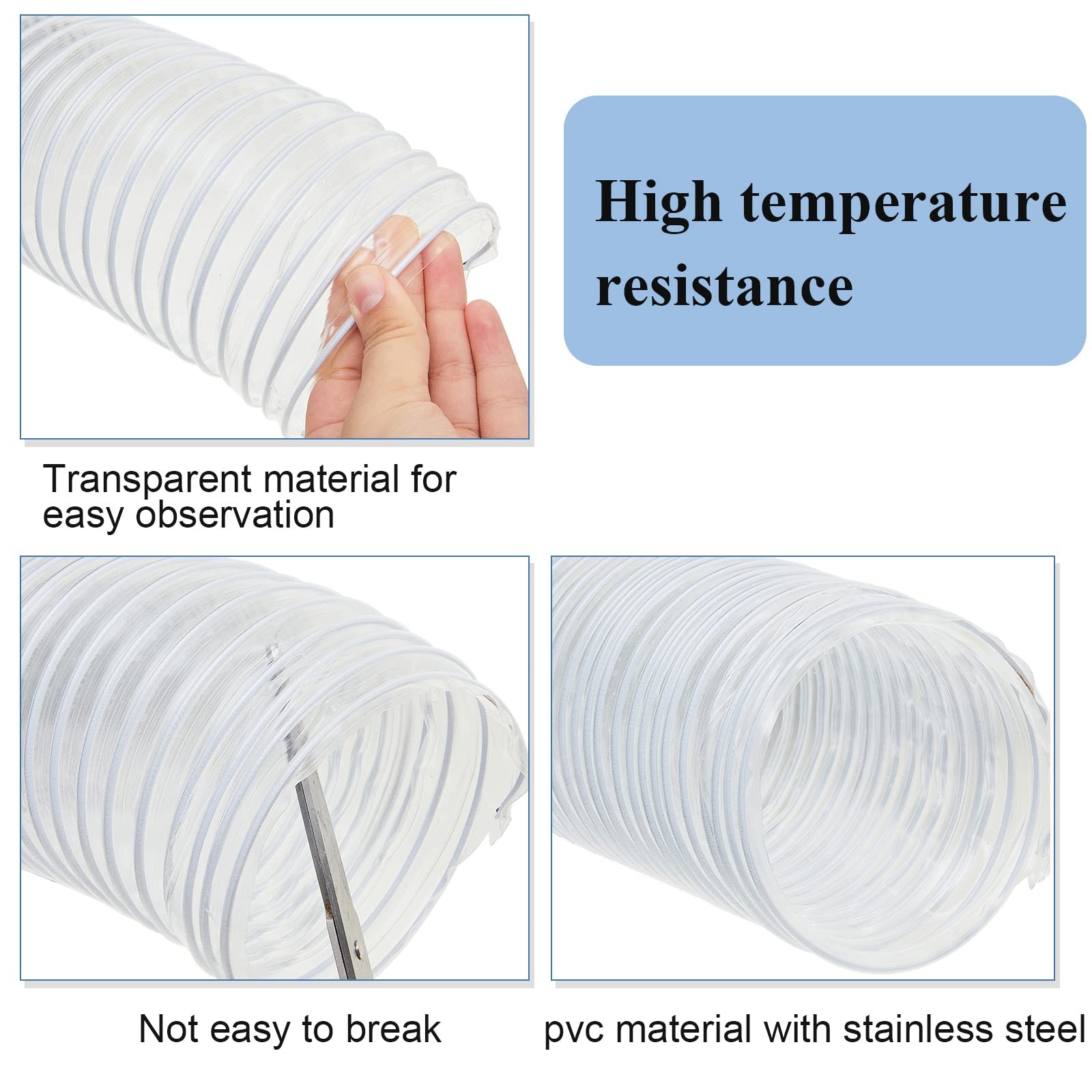Flexible Pvc Dust Collection Hose With Stainless Steel Hose Clamps Clear Vacuum
