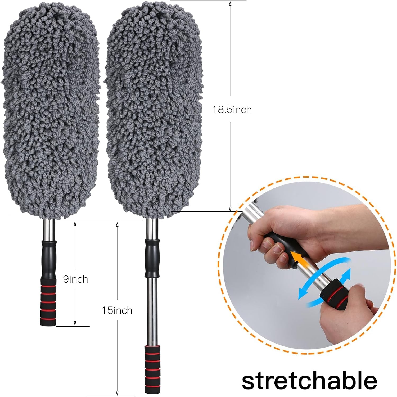 3 Pack Large Microfiber Car Duster Exterior Scratch Free with Extendable, Car