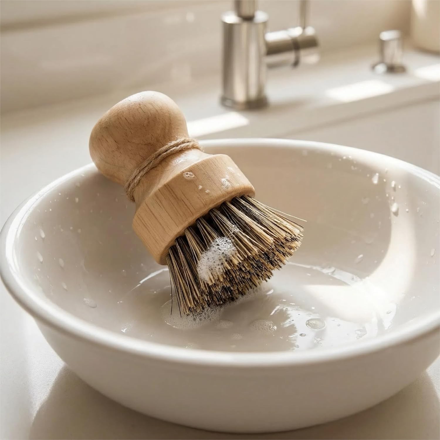 Wooden Dish Scrub Brush – Natural Fiber Kitchen Dish Scrubber Set, for Cleani…