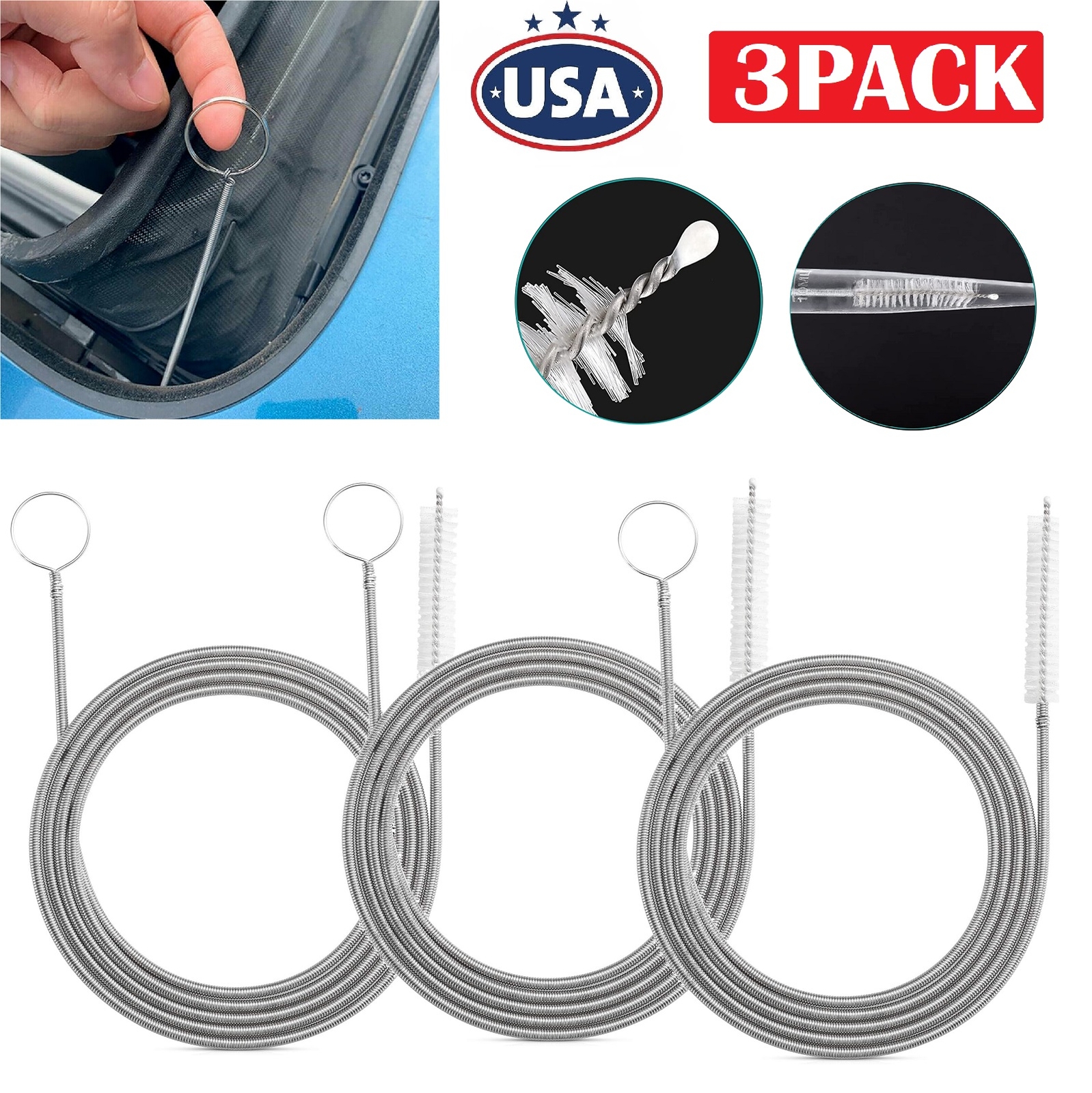 3Pcs Drain Brush Flexible Feeding Tube Brush Slim Cleaning Brush Hose Pipe Brush