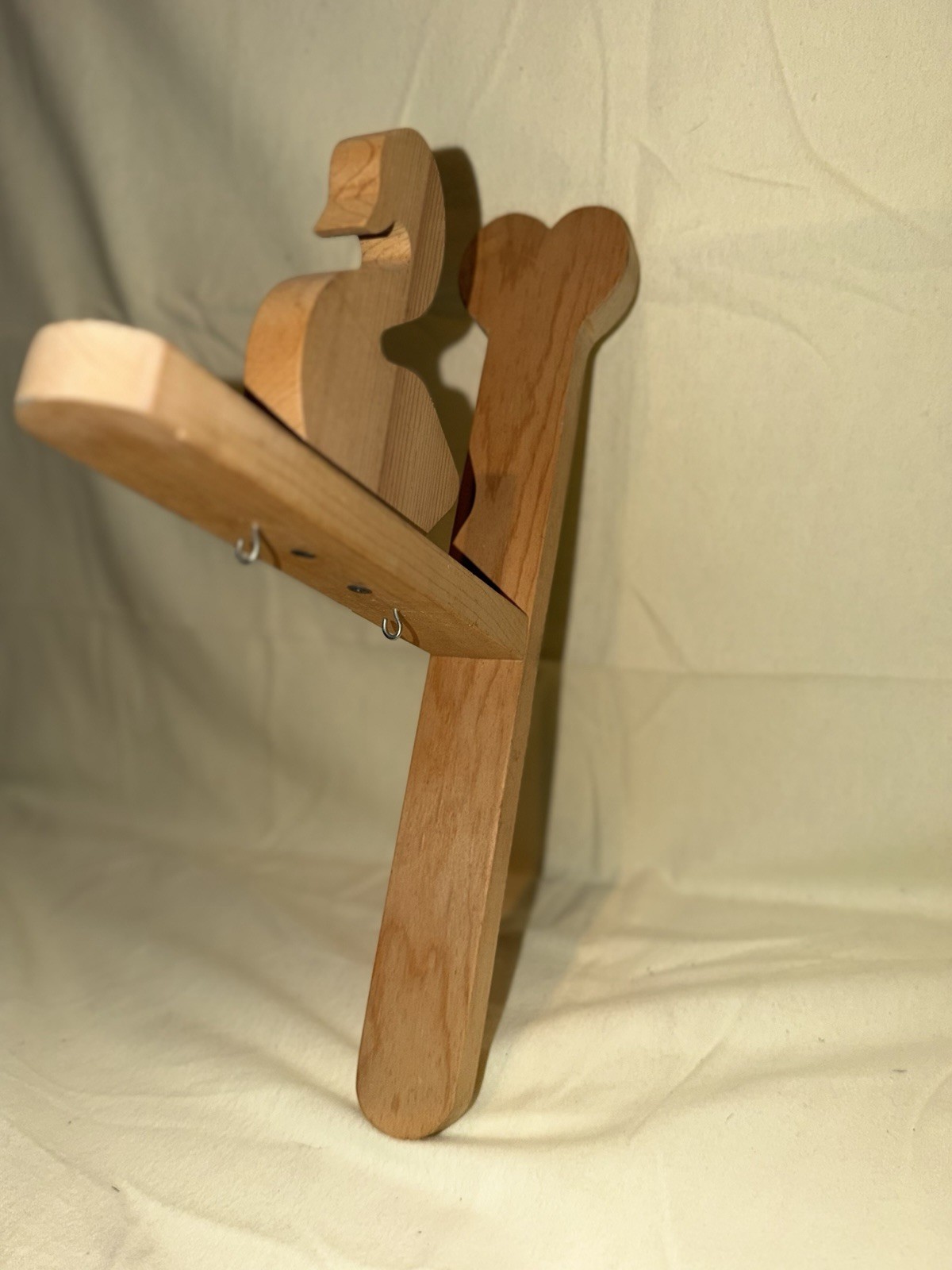 Charming cottagecore wooden duck wall hanger with hooks for keys or dried herbs