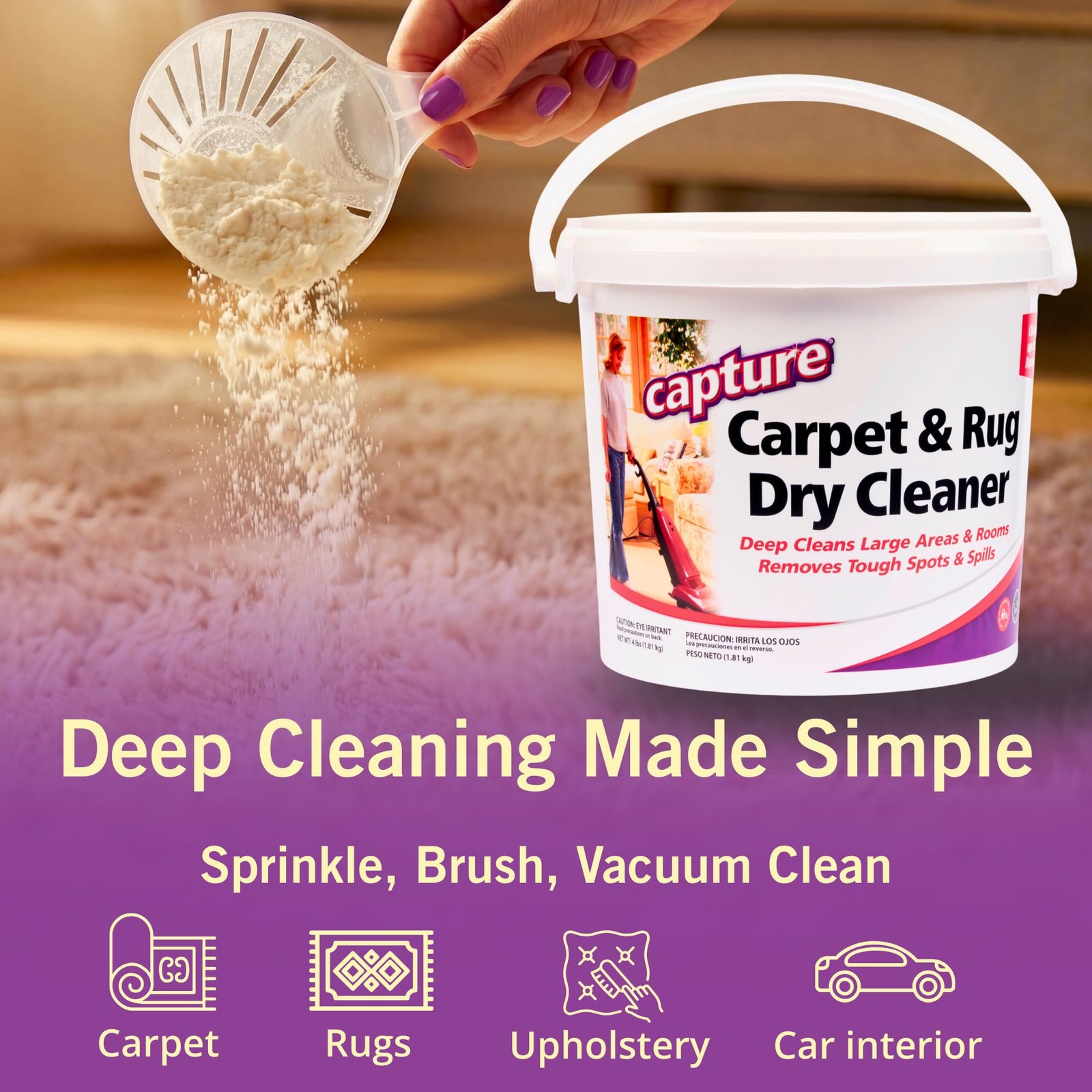 Pet Carpet Cleaner Dry Cleaning Solution for Home, Car, Stains & Odor 4 lb
