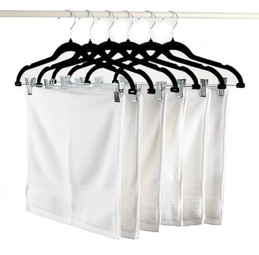 MANZOO Velvet Pants Skirt Hangers with Clips -Black Assorted Sizes , Colors