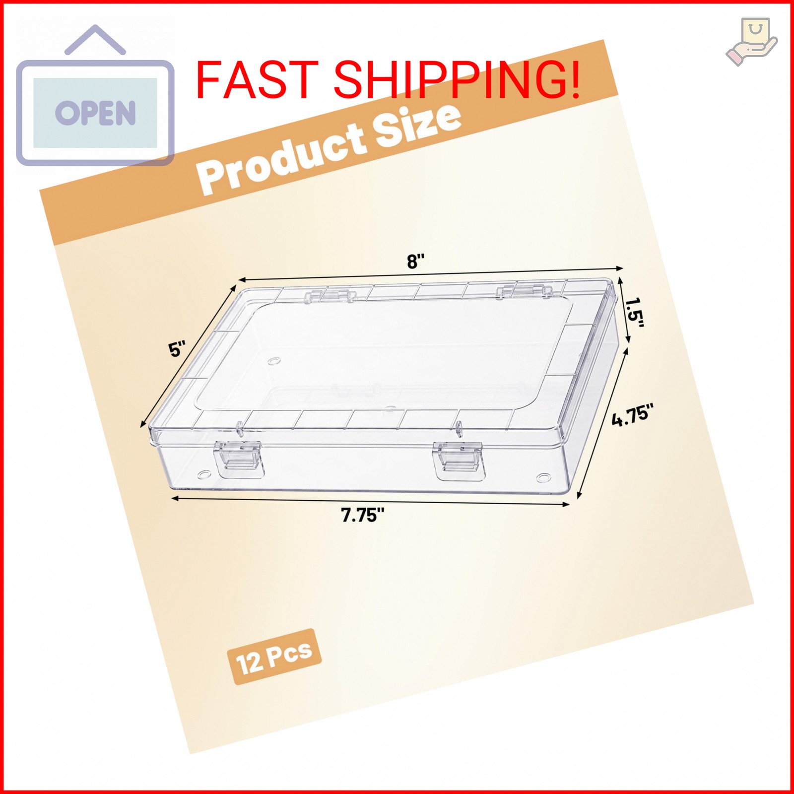 JOUTYFOR 12 Pack Clear Plastic Storage Containers with Lids, 8 x 5 x 1.75 Inch S