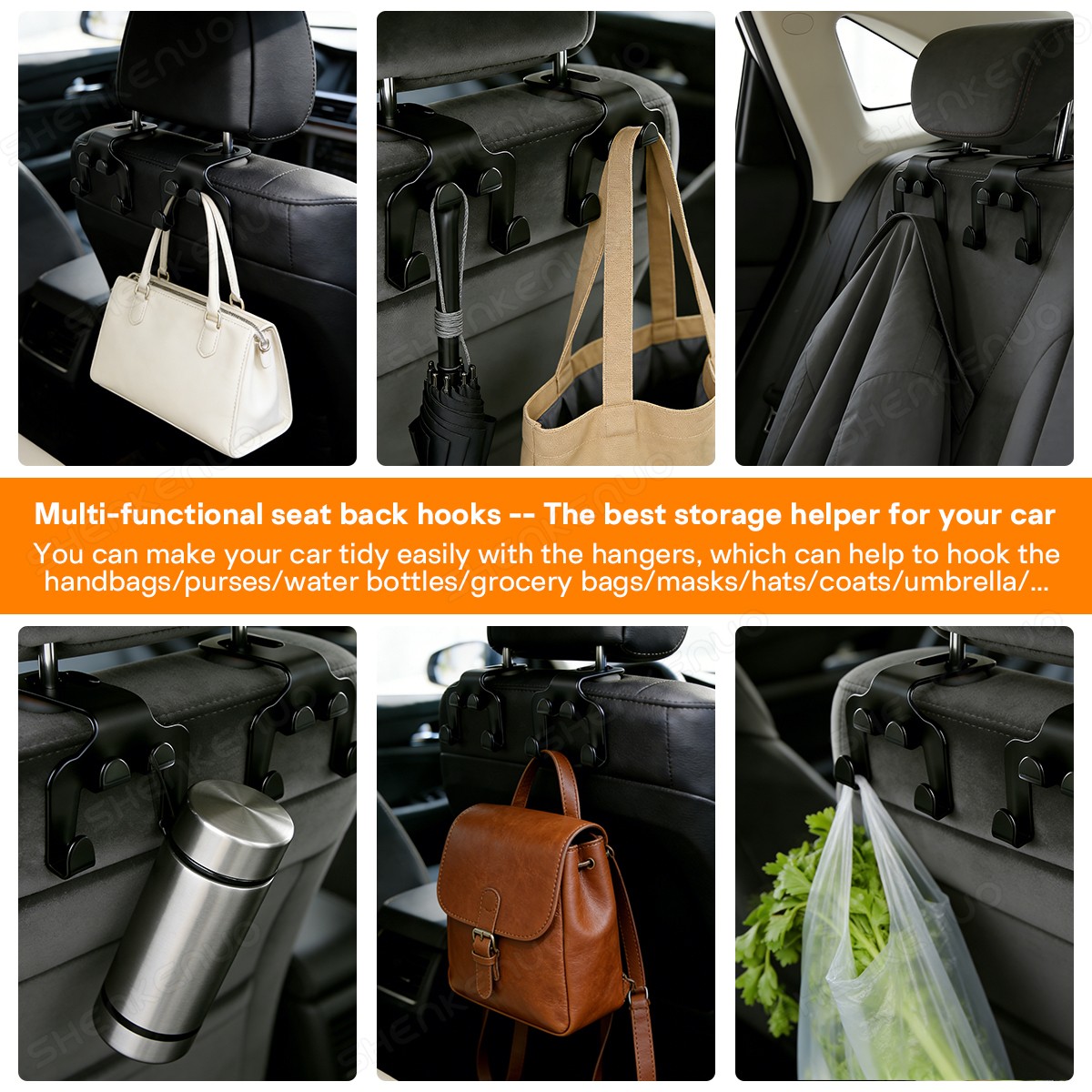 Car Seat Back Headrest Hooks Hanger Holder Hook for Bag Purse Cloth Grocery Cup
