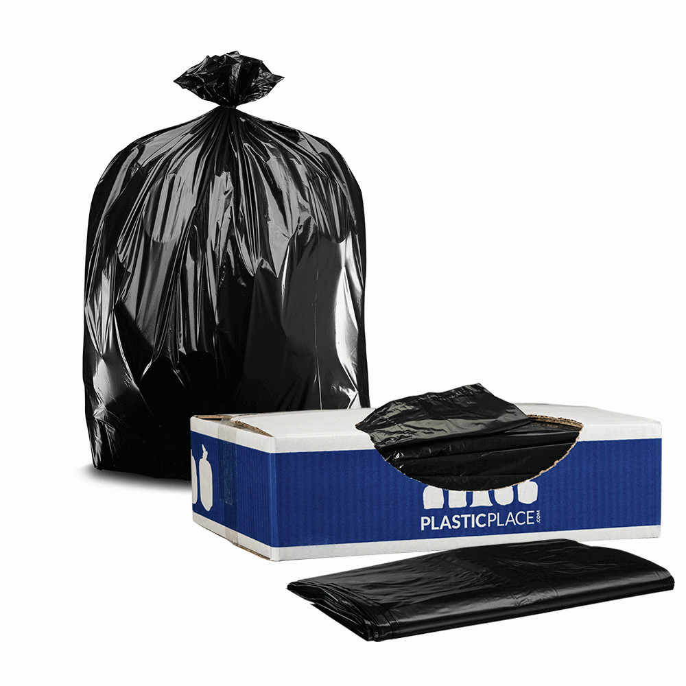 Plasticplace 12-16 Gallon Trash Bags – Black, case of 250 bags