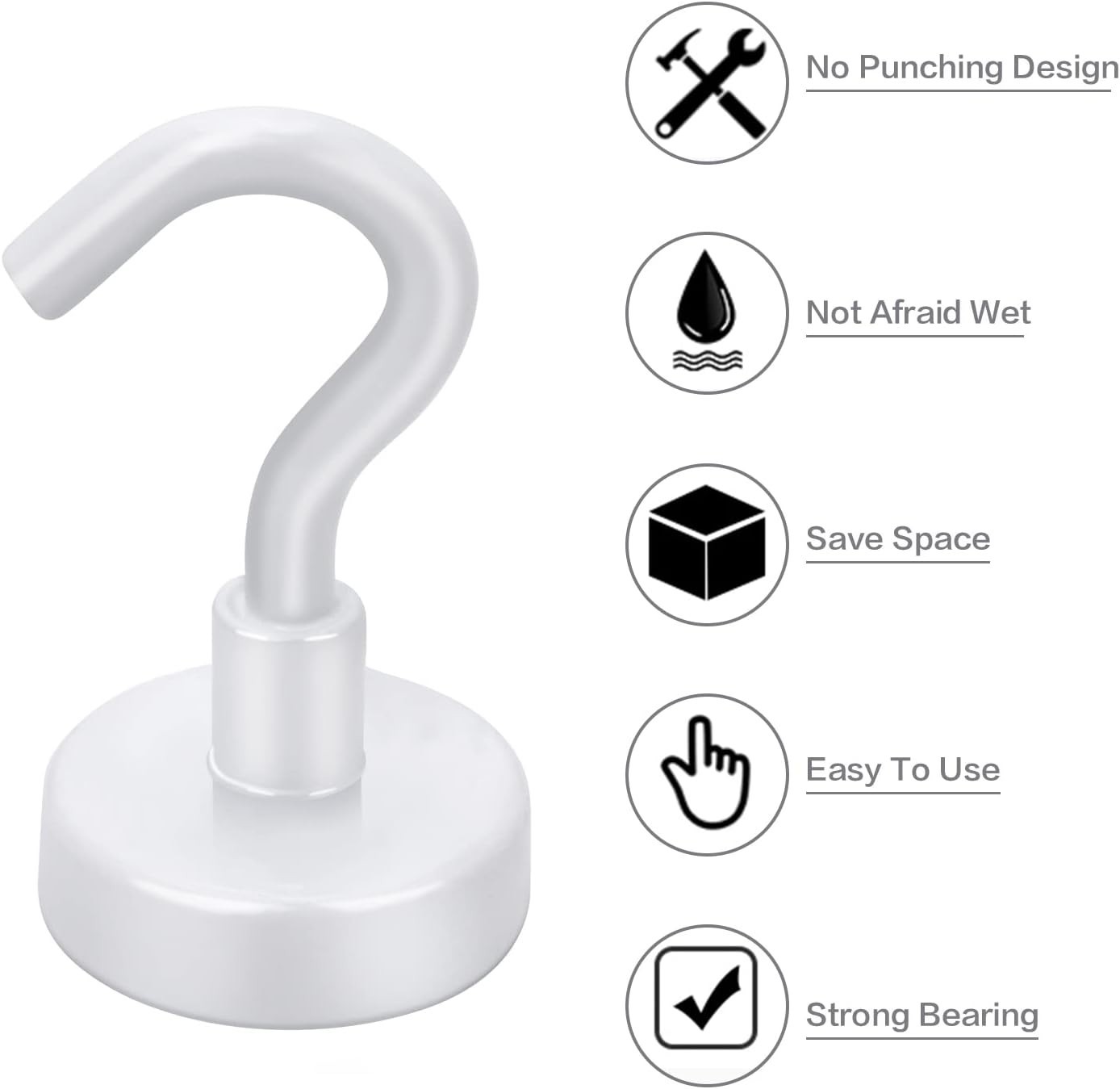 Stainless Steel Magnetic Hooks – 10 Pack, 30lbs Capacity for All Your Needs