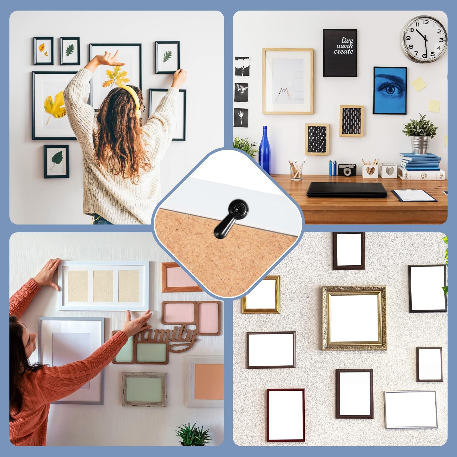 100PCS Picture Frame Turn Button Fasteners Screws Clips Hardware Set