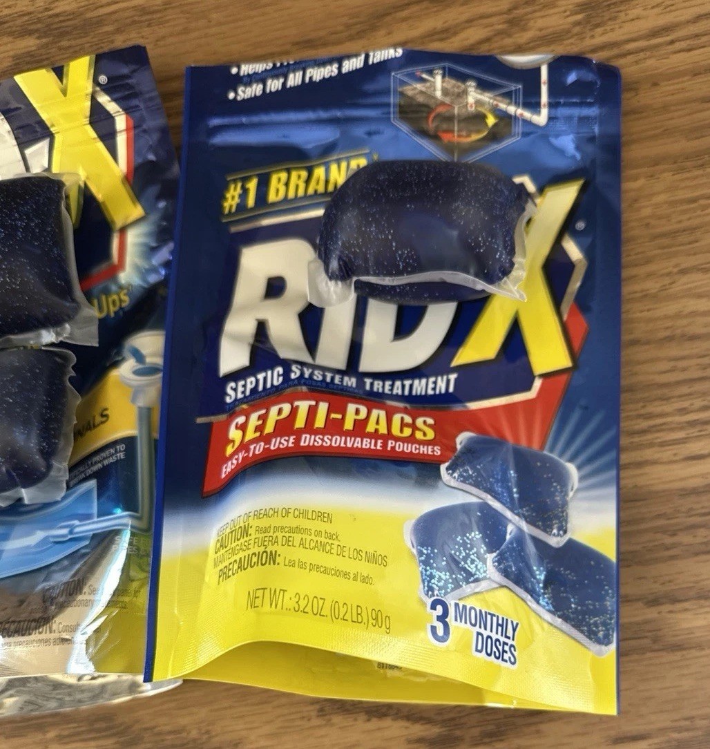 Rid-X Open Bags 5 Packs Septic System Treatment Septi-Pacs 3 months doses 3.2 oz