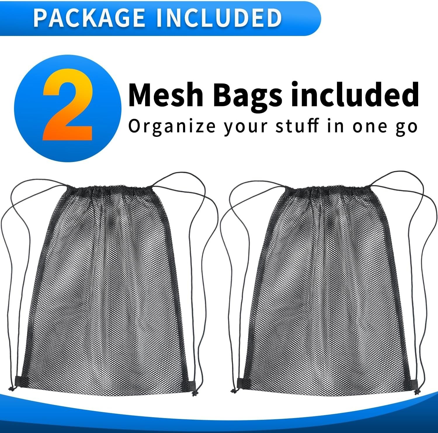 2 Pcs Mesh Drawstring Bag 16 x 20 Inch Heavy Duty Nylon Net Bags, Durable Mes…