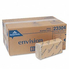 Envision Folded Paper Towels Multifold 9.2 x 9.4 Brown 16/Pack, 8 Packs