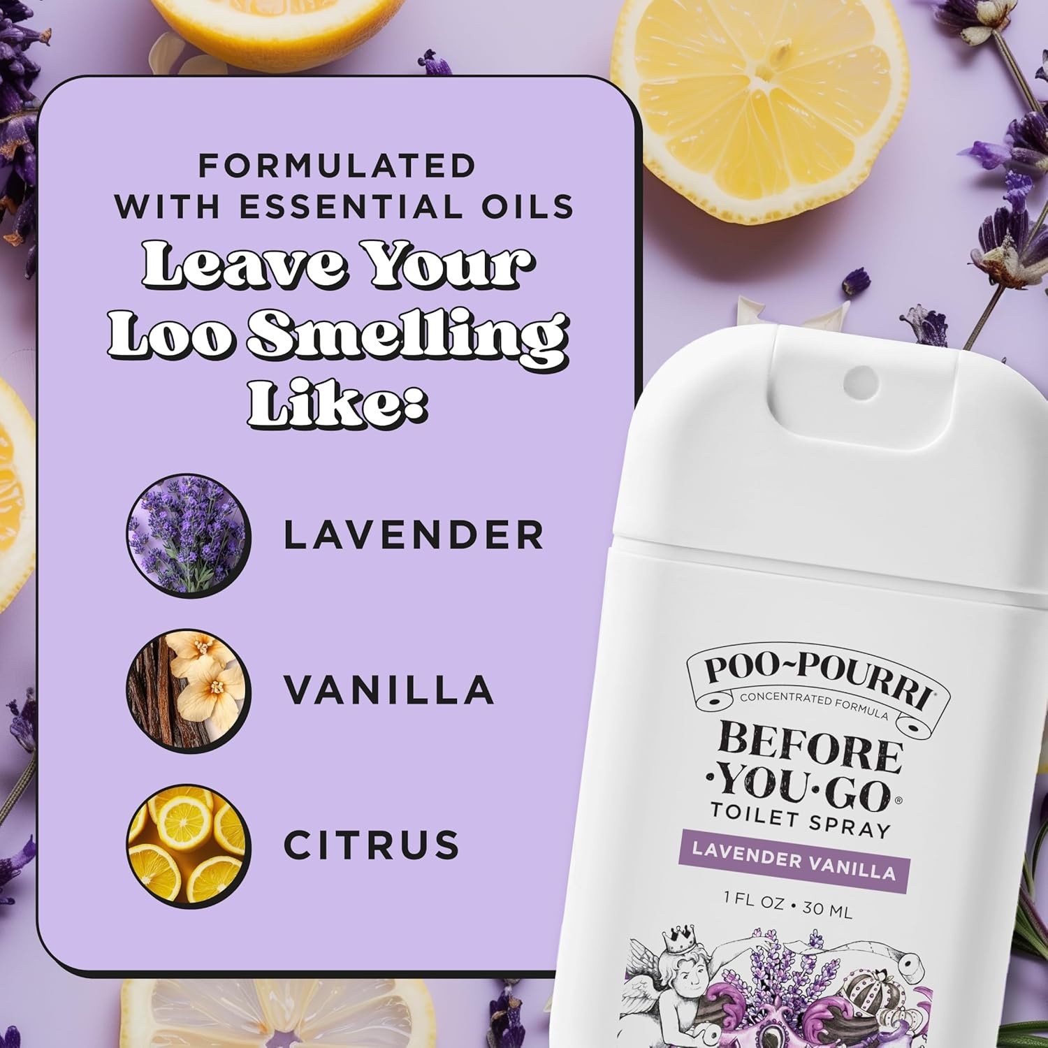 Before-You-Go Pocket Toilet Spray 4 PACK 1 Fl Oz Lavender Vanilla