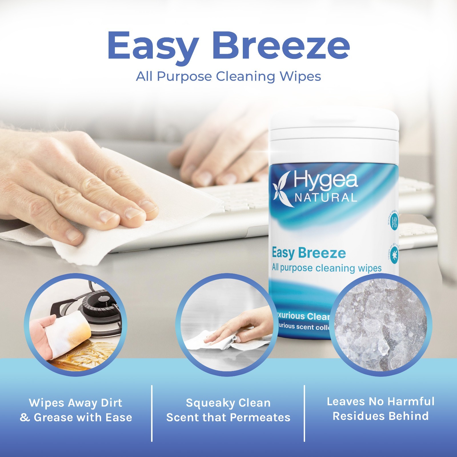 Easy Breeze All purpose cleaning wipes, Non-Toxic cleaning wipes, 50 wipe pack