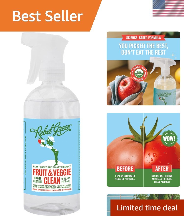 Natural Fruit & Veggie Cleaner – 16oz Plant-Derived Spray for Fresh Produce