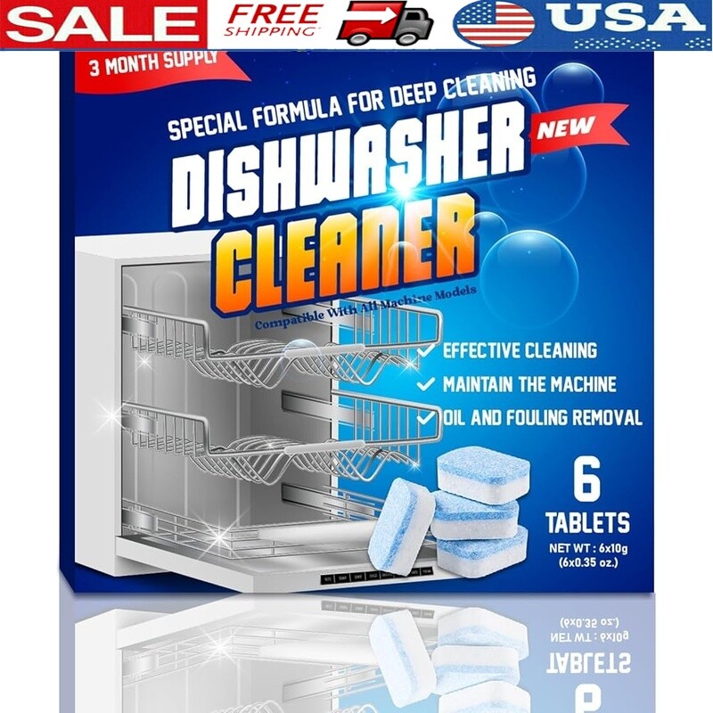 Dishwasher Cleaner Tablets 6ct Limescale Remover & Deodorizer Deep Cleaning New