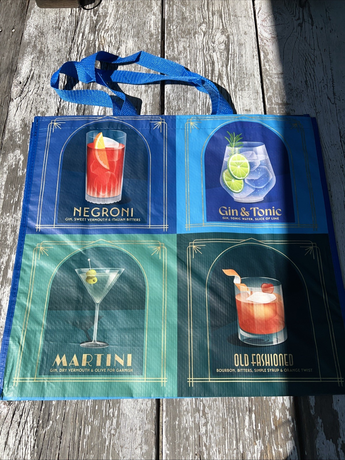 HomeGoods Large Shopping Tote Bag 🫒COCKTAILS 🍈Reusable Eco Friendly NEW🍉