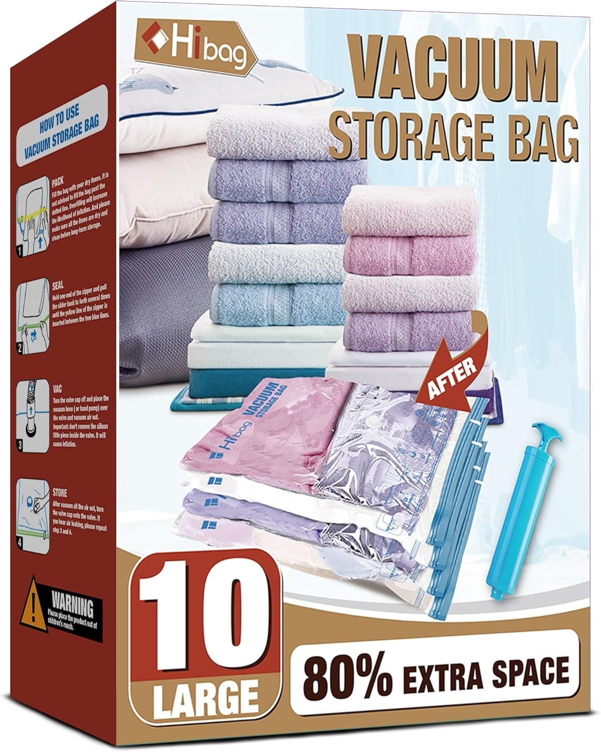 Effortless 10 Large Vacuum Storage Bags – Protect & Organize Clothes & More