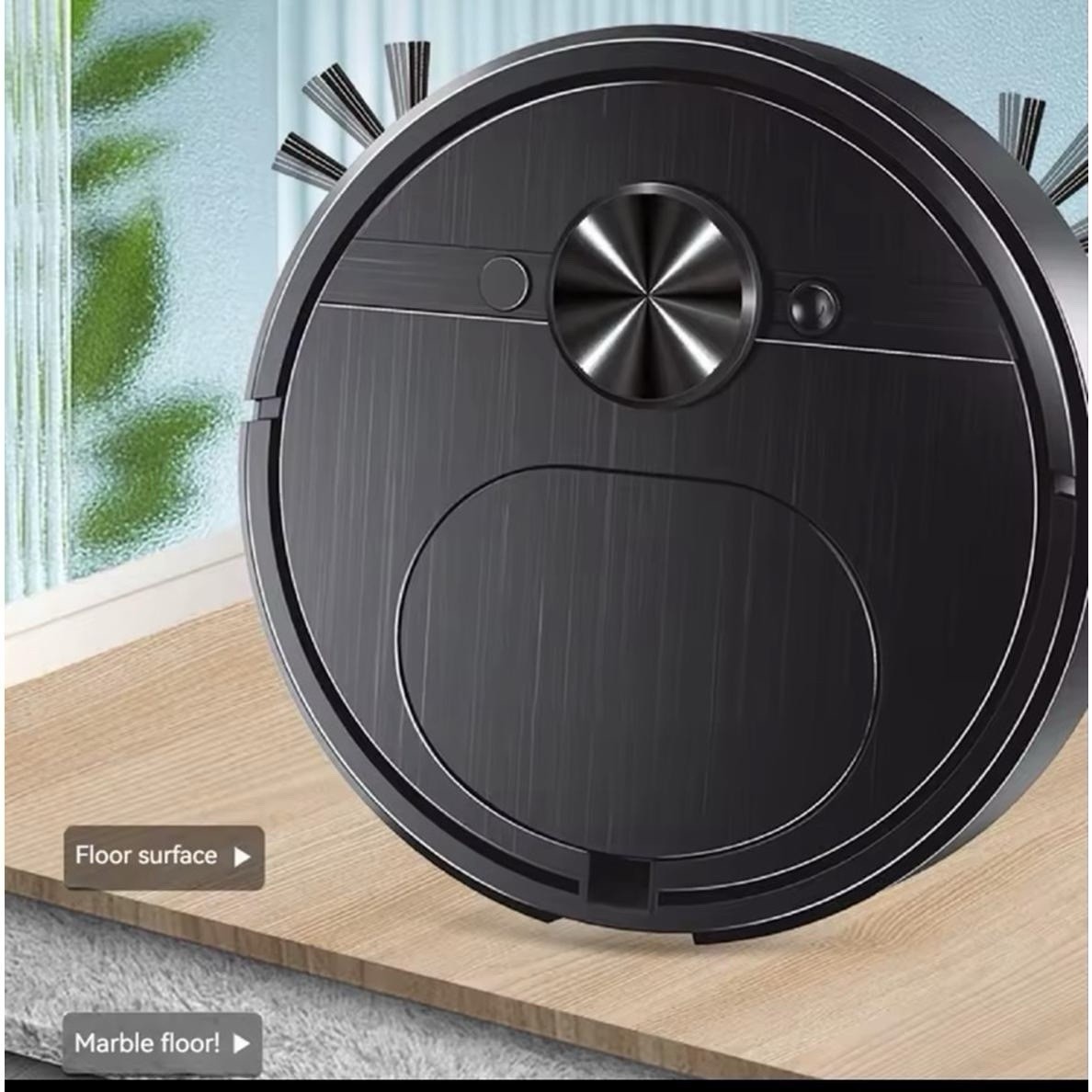 Cordless Robotic Vacuum Cleaner Mop, Black Bagless w/ Mop Pad USB Cable