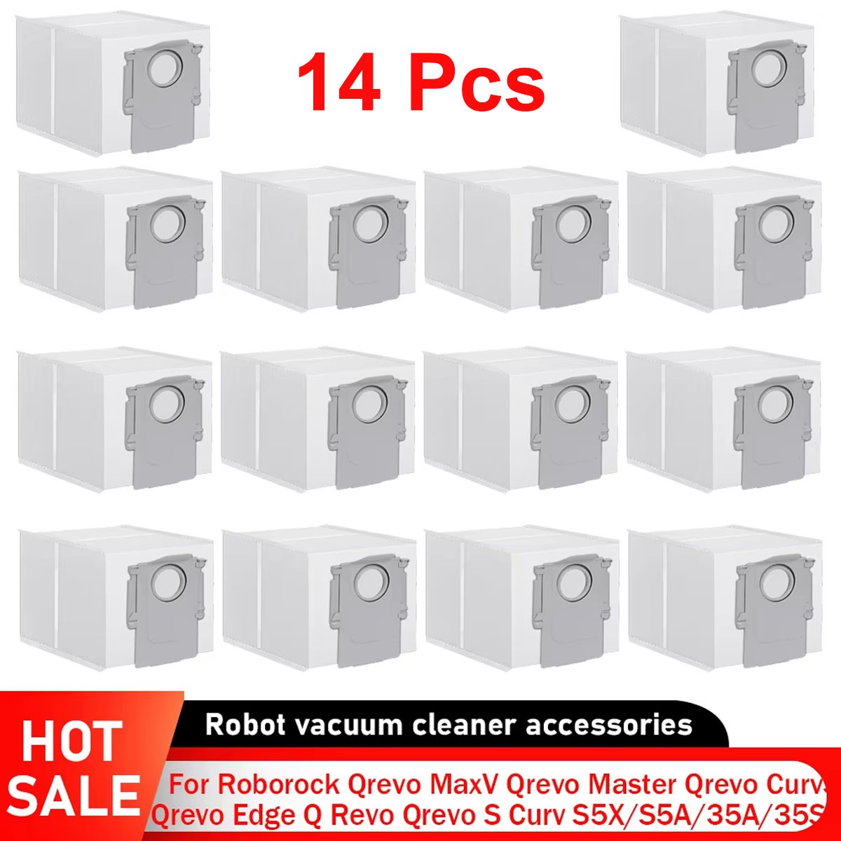14 Packs Dust Bags for QV35A, Saros10, S8MaxVUltra, QRevo series Robot Vacuum